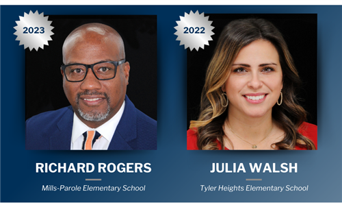 Principal of the Year winners, Julia Walsh of 2022, and Richard Rogers of 2023